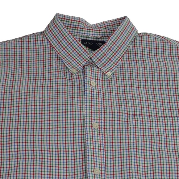 Lands' End Other - Lands End Button Down Plaid Seersucker Shirt Traditional Fit Size XL 17-17.5